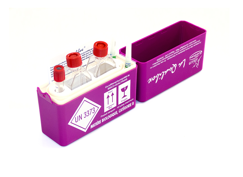 Boîtes triple emballage pour flacons spécialement conçue pour l&#039;amniocentèse